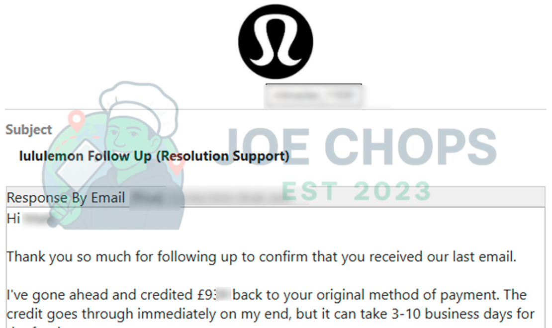 Lululemon Order Success